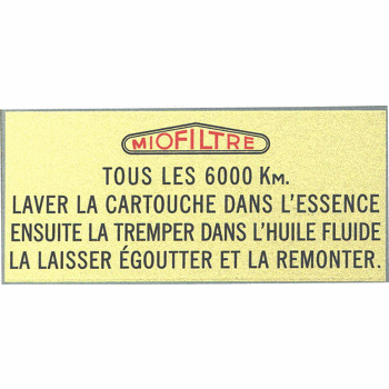 LUCHTFILTERSTICKER 'MIOFILTRE' LUCHTFILTERSTICKER 'MIOFILTRE'